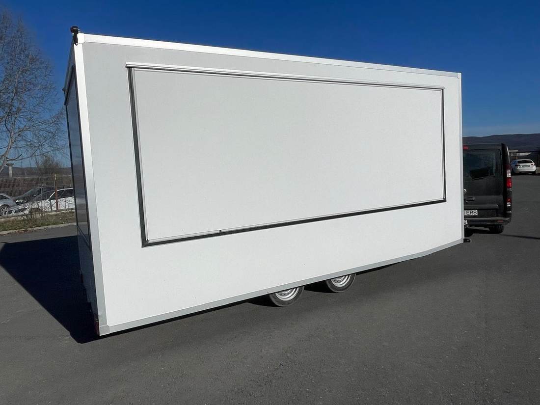 White mobile shop trailer